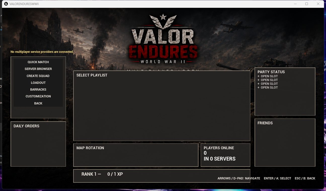 Playable pre-alpha multiplayer lobby interface